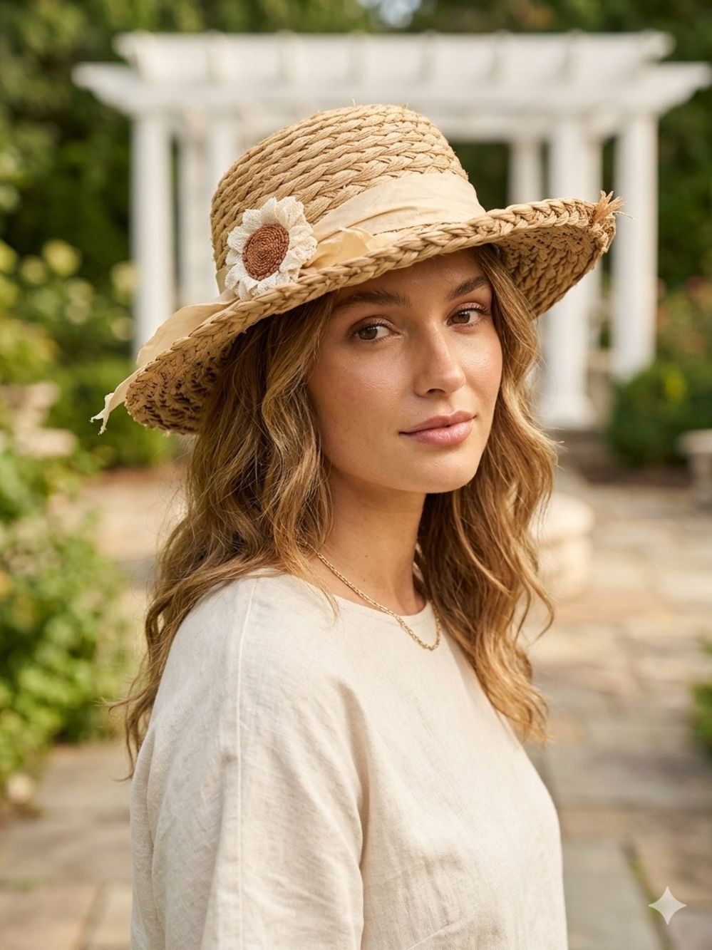 Street Smart by Betmar Straw Hat Natural with flower